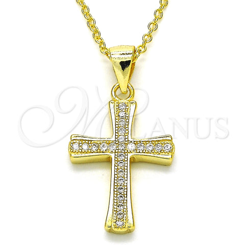 Collares con Dije 04.336.0115.2.16 Plata Rodinada, Diseño de Cruz, con Micro Pave Blanca, Pulido, Tono Dorado (Grosor 02 MM, 16 Pulgadas de Largo)