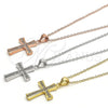 Collares con Dije 04.336.0115.2.16 Plata Rodinada, Diseño de Cruz, con Micro Pave Blanca, Pulido, Tono Dorado (Grosor 02 MM, 16 Pulgadas de Largo)