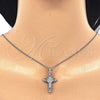 Collares con Dije 04.336.0116.16 Plata Rodinada, Diseño de Cruz, con Zirconia Cubica Blanca, Pulido, Rodinado (Grosor 02 MM, 16 Pulgadas de Largo)