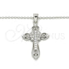 Collares con Dije 04.336.0116.16 Plata Rodinada, Diseño de Cruz, con Zirconia Cubica Blanca, Pulido, Rodinado (Grosor 02 MM, 16 Pulgadas de Largo)