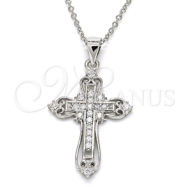 Collares con Dije 04.336.0116.16 Plata Rodinada, Diseño de Cruz, con Zirconia Cubica Blanca, Pulido, Rodinado (Grosor 02 MM, 16 Pulgadas de Largo)