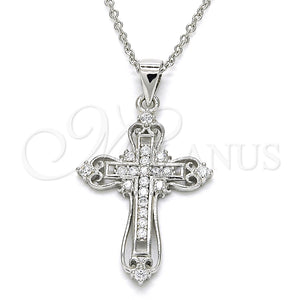 Collares con Dije 04.336.0116.16 Plata Rodinada, Diseño de Cruz, con Zirconia Cubica Blanca, Pulido, Rodinado (Grosor 02 MM, 16 Pulgadas de Largo)