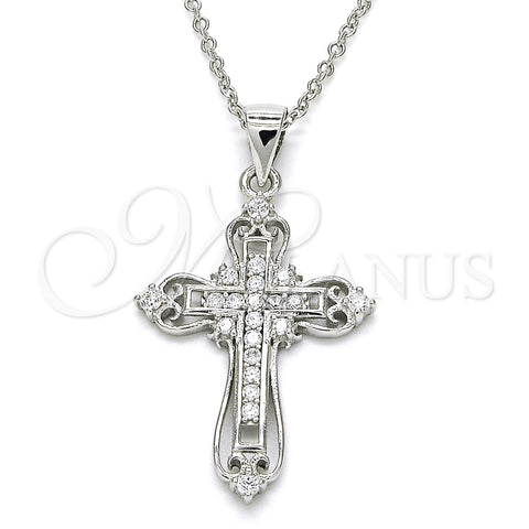 Collares con Dije 04.336.0116.16 Plata Rodinada, Diseño de Cruz, con Zirconia Cubica Blanca, Pulido, Rodinado (Grosor 02 MM, 16 Pulgadas de Largo)