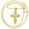 Collares con Dije 04.336.0116.2.16 Plata Rodinada, Diseño de Cruz, con Blanca Zirconia Cubica, Pulido, Tono Dorado (02 MM Thickness, 16 Inches Length)