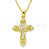 Collares con Dije 04.336.0116.2.16 Plata Rodinada, Diseño de Cruz, con Blanca Zirconia Cubica, Pulido, Tono Dorado (02 MM Thickness, 16 Inches Length)