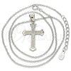 Collares con Dije 04.336.0117.16 Plata Rodinada, Diseño de Cruz, con Micro Pave Blanca, Pulido, Rodinado (Grosor 01 MM, 16 Pulgadas de Largo)