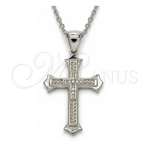 Collares con Dije 04.336.0117.16 Plata Rodinada, Diseño de Cruz, con Micro Pave Blanca, Pulido, Rodinado (Grosor 01 MM, 16 Pulgadas de Largo)