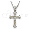 Collares con Dije 04.336.0117.16 Plata Rodinada, Diseño de Cruz, con Micro Pave Blanca, Pulido, Rodinado (Grosor 01 MM, 16 Pulgadas de Largo)