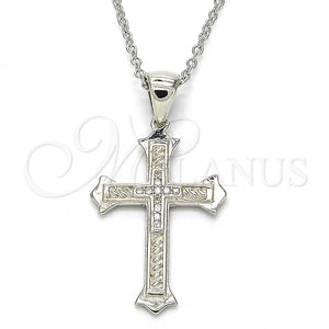 Collares con Dije 04.336.0117.16 Plata Rodinada, Diseño de Cruz, con Micro Pave Blanca, Pulido, Rodinado (Grosor 01 MM, 16 Pulgadas de Largo)