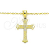 Collares con Dije 04.336.0117.2.16 Plata Rodinada, Diseño de Cruz, con Micro Pave Blanca, Pulido, Tono Dorado (Grosor 01 MM, 16 Pulgadas de Largo)