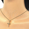 Collares con Dije 04.336.0118.2.18 Plata Rodinada, Diseño de Cruz, con Zirconia Cubica Blanca, Pulido, Tono Dorado (Grosor 01 MM, 18 Pulgadas de Largo)