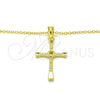 Collares con Dije 04.336.0118.2.18 Plata Rodinada, Diseño de Cruz, con Zirconia Cubica Blanca, Pulido, Tono Dorado (Grosor 01 MM, 18 Pulgadas de Largo)