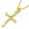Collares con Dije 04.336.0118.2.18 Plata Rodinada, Diseño de Cruz, con Zirconia Cubica Blanca, Pulido, Tono Dorado (Grosor 01 MM, 18 Pulgadas de Largo)
