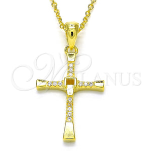 Collares con Dije 04.336.0118.2.18 Plata Rodinada, Diseño de Cruz, con Zirconia Cubica Blanca, Pulido, Tono Dorado (Grosor 01 MM, 18 Pulgadas de Largo)
