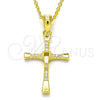 Collares con Dije 04.336.0118.2.18 Plata Rodinada, Diseño de Cruz, con Zirconia Cubica Blanca, Pulido, Tono Dorado (Grosor 01 MM, 18 Pulgadas de Largo)