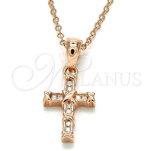 Collares con Dije 04.336.0119.1.16 Plata Rodinada, Diseño de Cruz, con Zirconia Cubica Blanca, Pulido, Tono Rosado (Grosor 01 MM, 16 Pulgadas de Largo)