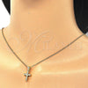 Collares con Dije 04.336.0119.2.16 Plata Rodinada, Diseño de Cruz, con Blanca Zirconia Cubica, Pulido, Tono Dorado (01 MM Thickness, 16 Inches Length)