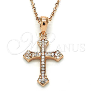 Collares con Dije 04.336.0120.1.16 Plata Rodinada, Diseño de Cruz, con Zirconia Cubica Blanca, Pulido, Tono Rosado (Grosor 02 MM, 18 Pulgadas de Largo)