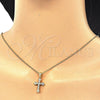 Collares con Dije 04.336.0120.2.16 Plata Rodinada, Diseño de Cruz, con Blanca Zirconia Cubica, Pulido, Tono Dorado (02 MM Thickness, 16 Inches Length)