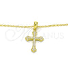 Collares con Dije 04.336.0120.2.16 Plata Rodinada, Diseño de Cruz, con Blanca Zirconia Cubica, Pulido, Tono Dorado (02 MM Thickness, 16 Inches Length)