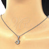 Collares con Dije 04.336.0121.16 Plata Rodinada, Diseño de Delfín, con Zirconia Cubica Blanca y Negro, Pulido, Rodinado (Grosor 02 MM, 16 Pulgadas de Largo)