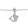 Collares con Dije 04.336.0121.16 Plata Rodinada, Diseño de Delfín, con Zirconia Cubica Blanca y Negro, Pulido, Rodinado (Grosor 02 MM, 16 Pulgadas de Largo)
