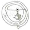 Collares con Dije 04.336.0121.16 Plata Rodinada, Diseño de Delfín, con Zirconia Cubica Blanca y Negro, Pulido, Rodinado (Grosor 02 MM, 16 Pulgadas de Largo)