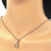 Collares con Dije 04.336.0121.1.16 Plata Rodinada, Diseño de Delfín, con Zirconia Cubica Blanca y Negro, Pulido, Tono Rosado (Grosor 02 MM, 16 Pulgadas de Largo)
