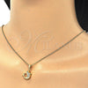 Collares con Dije 04.336.0121.2.16 Plata Rodinada, Diseño de Delfín, con Zirconia Cubica Blanca y Negro, Pulido, Tono Dorado (Grosor 02 MM, 16 Pulgadas de Largo)