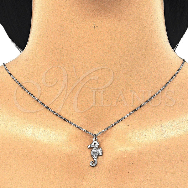 Collares con Dije 04.336.0122.16 Plata Rodinada, con Zirconia Cubica Blanca y Negro, Pulido, Rodinado (Grosor 02 MM, 16 Pulgadas de Largo)