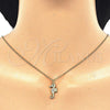 Collares con Dije 04.336.0122.2.16 Plata Rodinada, con Zirconia Cubica Blanca y Negro, Pulido, Tono Dorado (Grosor 02 MM, 16 Pulgadas de Largo)