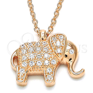 Collares con Dije 04.336.0123.1.16 Plata Rodinada, Diseño de Elefante, con Zirconia Cubica Blanca, Pulido, Tono Rosado (Grosor 02 MM, 16 Pulgadas de Largo)
