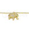 Collares con Dije 04.336.0123.2.16 Plata Rodinada, Diseño de Elefante, con Blanca Zirconia Cubica, Pulido, Tono Dorado (02 MM Thickness, 16 Inches Length)