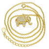Collares con Dije 04.336.0123.2.16 Plata Rodinada, Diseño de Elefante, con Blanca Zirconia Cubica, Pulido, Tono Dorado (02 MM Thickness, 16 Inches Length)