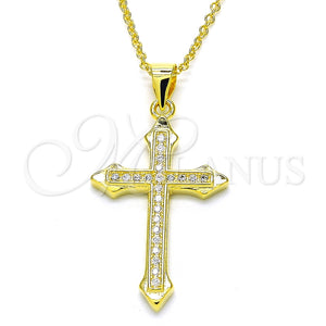 Collares con Dije 04.336.0124.2.16 Plata Rodinada, Diseño de Cruz, con Zirconia Cubica Blanca, Pulido, Tono Dorado (Grosor 01 MM, 16 Pulgadas de Largo)