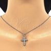 Collares con Dije 04.336.0125.16 Plata Rodinada, Diseño de Cruz, con Micro Pave Blanca, Pulido, Rodinado (Grosor 01 MM, 16 Pulgadas de Largo)