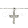 Collares con Dije 04.336.0125.16 Plata Rodinada, Diseño de Cruz, con Micro Pave Blanca, Pulido, Rodinado (Grosor 01 MM, 16 Pulgadas de Largo)