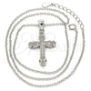Collares con Dije 04.336.0125.16 Plata Rodinada, Diseño de Cruz, con Micro Pave Blanca, Pulido, Rodinado (Grosor 01 MM, 16 Pulgadas de Largo)