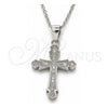 Collares con Dije 04.336.0125.16 Plata Rodinada, Diseño de Cruz, con Micro Pave Blanca, Pulido, Rodinado (Grosor 01 MM, 16 Pulgadas de Largo)