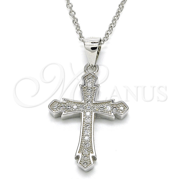 Collares con Dije 04.336.0125.16 Plata Rodinada, Diseño de Cruz, con Blanca Micro Pave, Pulido, Rodinado (01 MM Thickness, 16 Inches Length)