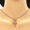 Collares con Dije 04.336.0125.1.16 Plata Rodinada, Diseño de Cruz, con Micro Pave Blanca, Pulido, Tono Rosado (Grosor 01 MM, 16 Pulgadas de Largo)