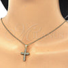 Collares con Dije 04.336.0125.2.16 Plata Rodinada, Diseño de Cruz, con Micro Pave Blanca, Pulido, Tono Dorado (Grosor 01 MM, 16 Pulgadas de Largo)