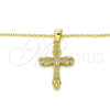 Collares con Dije 04.336.0125.2.16 Plata Rodinada, Diseño de Cruz, con Micro Pave Blanca, Pulido, Tono Dorado (Grosor 01 MM, 16 Pulgadas de Largo)