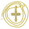 Collares con Dije 04.336.0125.2.16 Plata Rodinada, Diseño de Cruz, con Micro Pave Blanca, Pulido, Tono Dorado (Grosor 01 MM, 16 Pulgadas de Largo)