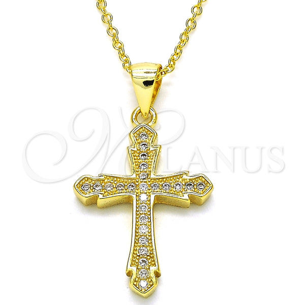 Collares con Dije 04.336.0125.2.16 Plata Rodinada, Diseño de Cruz, con Micro Pave Blanca, Pulido, Tono Dorado (Grosor 01 MM, 16 Pulgadas de Largo)
