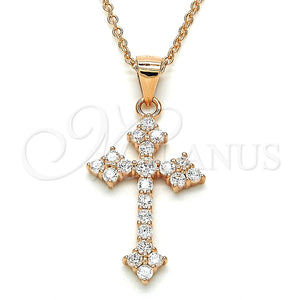 Collares con Dije 04.336.0126.1.16 Plata Rodinada, Diseño de Cruz, con Zirconia Cubica Blanca, Pulido, Tono Rosado (Grosor 02 MM, 16 Pulgadas de Largo)