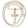 Collares con Dije 04.336.0127.1.16 Plata Rodinada, Diseño de Cruz, con Micro Pave Blanca, Pulido, Tono Rosado (Grosor 02 MM, 16 Pulgadas de Largo)