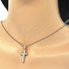 Collares con Dije 04.336.0127.2.16 Plata Rodinada, Diseño de Cruz, con Micro Pave Blanca, Pulido, Tono Dorado (Grosor 02 MM, 16 Pulgadas de Largo)
