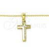 Collares con Dije 04.336.0127.2.16 Plata Rodinada, Diseño de Cruz, con Micro Pave Blanca, Pulido, Tono Dorado (Grosor 02 MM, 16 Pulgadas de Largo)