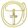 Collares con Dije 04.336.0127.2.16 Plata Rodinada, Diseño de Cruz, con Micro Pave Blanca, Pulido, Tono Dorado (Grosor 02 MM, 16 Pulgadas de Largo)
